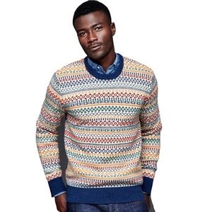 GAP | Tall Wool Blend Fair Isle Multicolor Crewneck Sweater XL